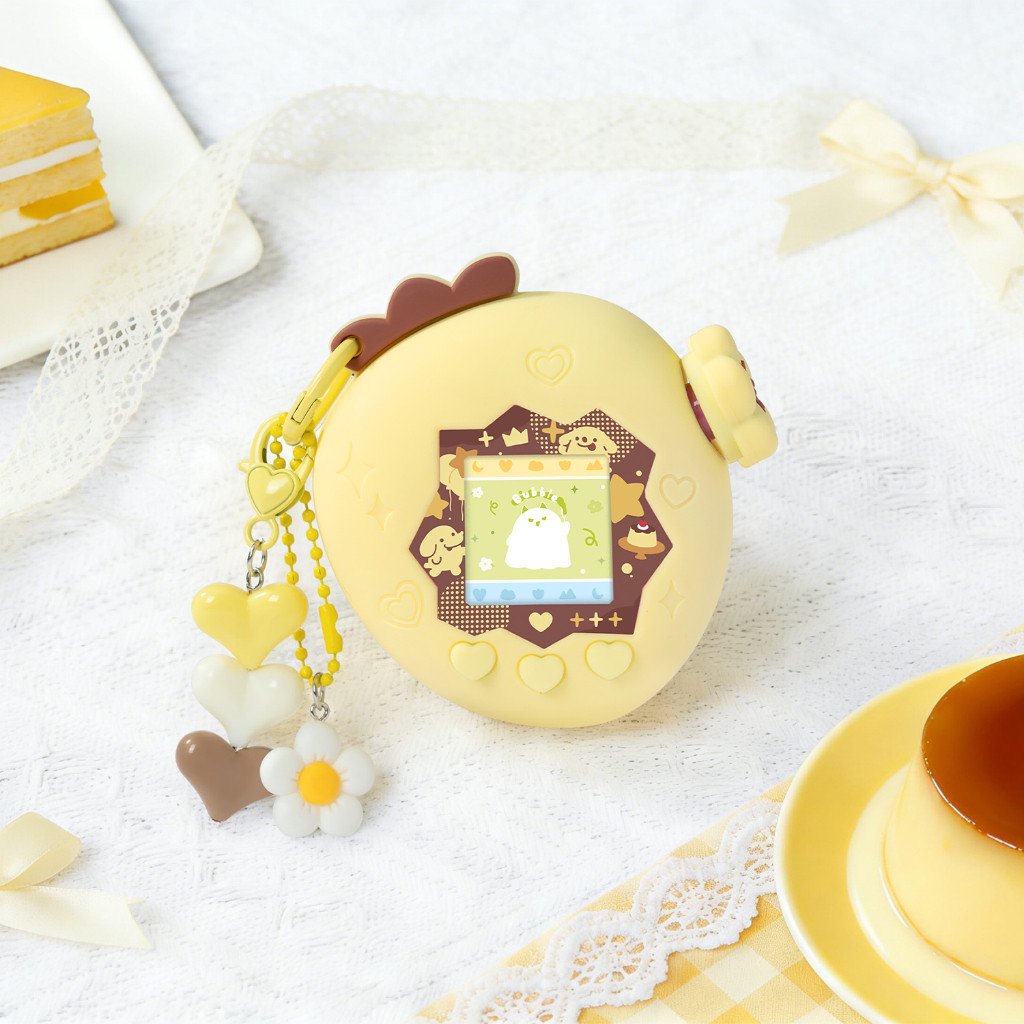 For Tamagotchi Paradise Mint Chocolate Pudding Silicone Protective Case with Panel Sticker & Pendant