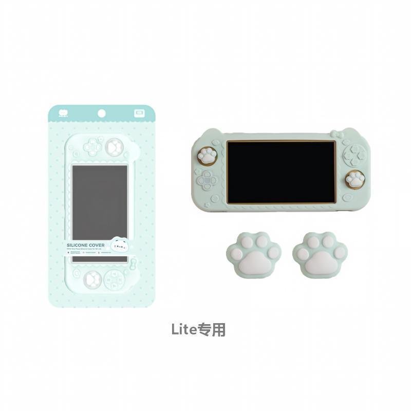 NS Lite Cat Silicone Case + 2pcs Cat Paw Joystick Cap Set, Full Cover Silicone Case with Grip Handle for Switch Lite - Image 12
