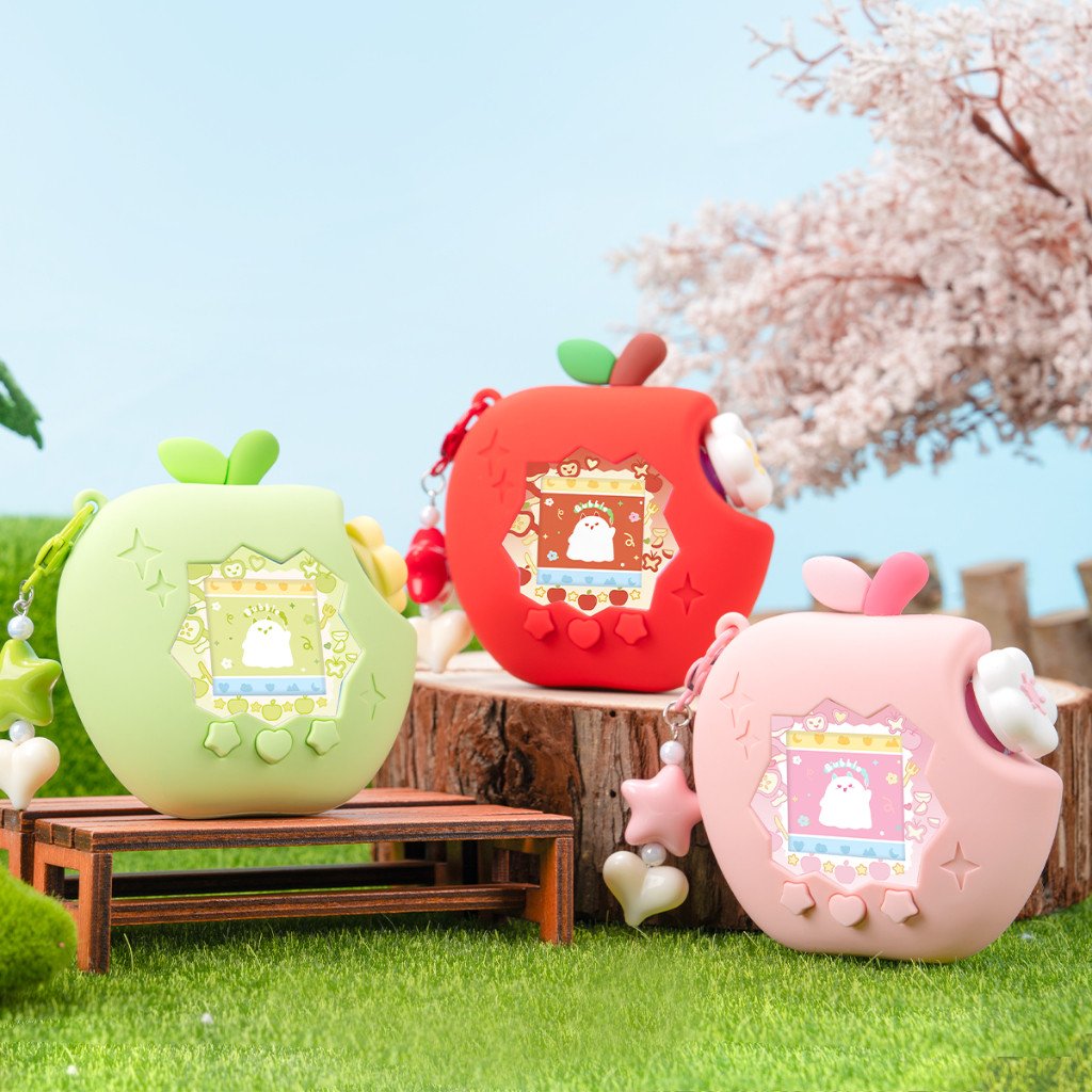 For Tamagotchi Paradise Pet Machine Apple Silicone Protective Case Cover with Free Stickers & Charm Cute Shell - Image 2