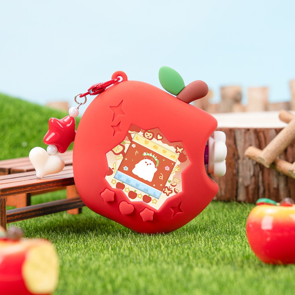 For Tamagotchi Paradise Pet Machine Apple Silicone Protective Case Cover with Free Stickers & Charm Cute Shell - Image 3