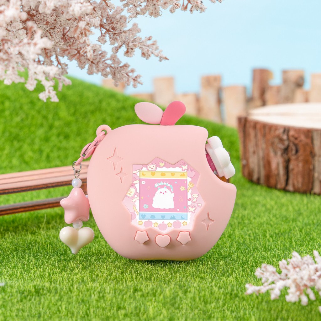For Tamagotchi Paradise Pet Machine Apple Silicone Protective Case Cover with Free Stickers & Charm Cute Shell - Image 4
