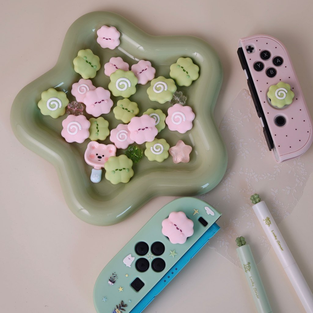 Switch Clover Joystick Cap OLED/Lite/PS5/Xbox Pink Green Lucky Clover Thumb Grip Cover - Image 2