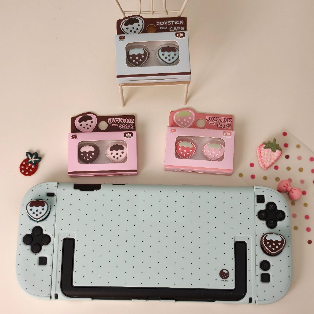 Nintendo Switch Strawberry Grass Joystick Caps for NS2/NS/OLED/Lite 2pcs Cute Mint Chocolate Thumb Grip Caps - Image 2
