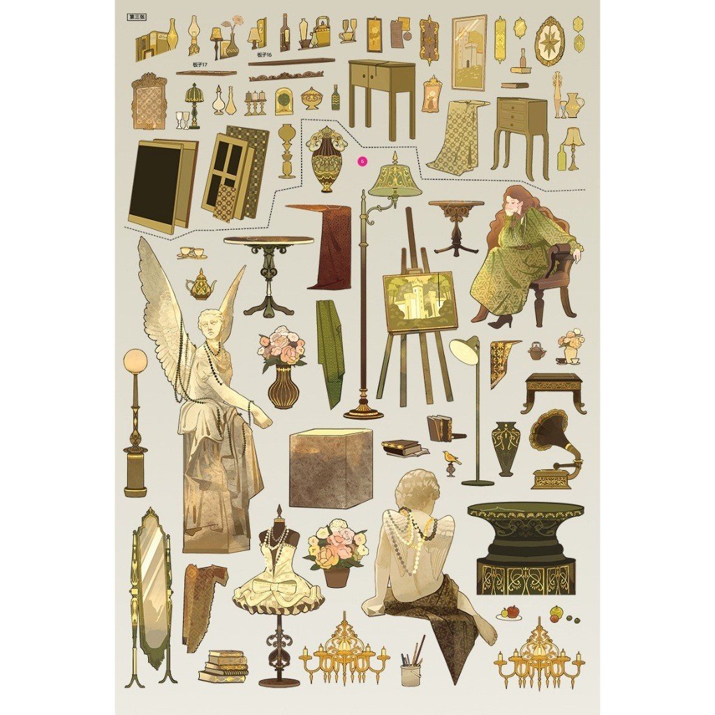 European Vintage Palace Banquet Miniature Scene Stickers Layered DIY Journal Decor悦禧文创 10.0 - Image 5