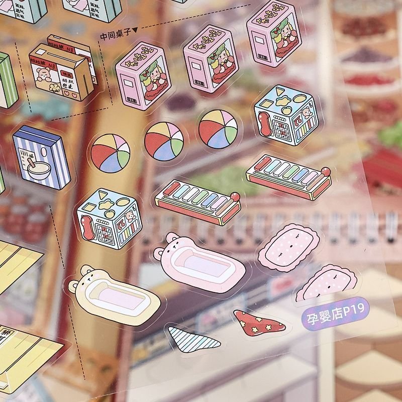 Simulation Game Style Miniature Scene Stickers Book Kids' Sticker Book Kiss-Cut PET Stickers - Image 5