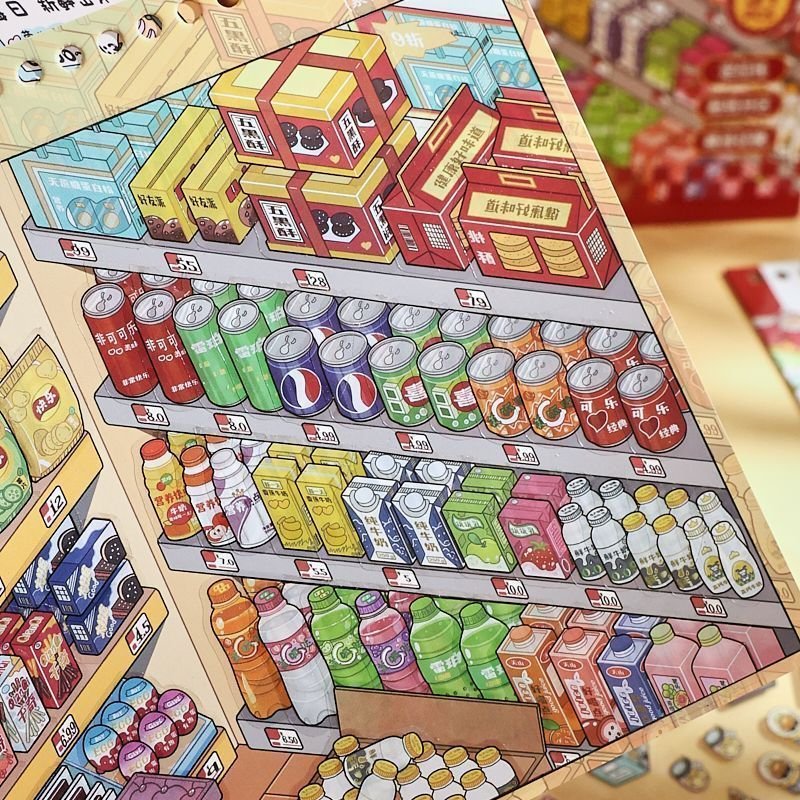 Simulation Game Style Miniature Scene Stickers Book Kids' Sticker Book Kiss-Cut PET Stickers - Image 6
