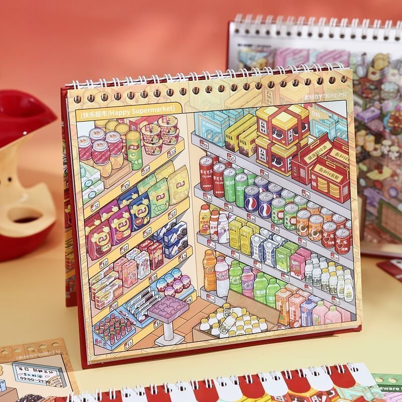 Simulation Game Style Miniature Scene Stickers Book Kids' Sticker Book Kiss-Cut PET Stickers - Image 3