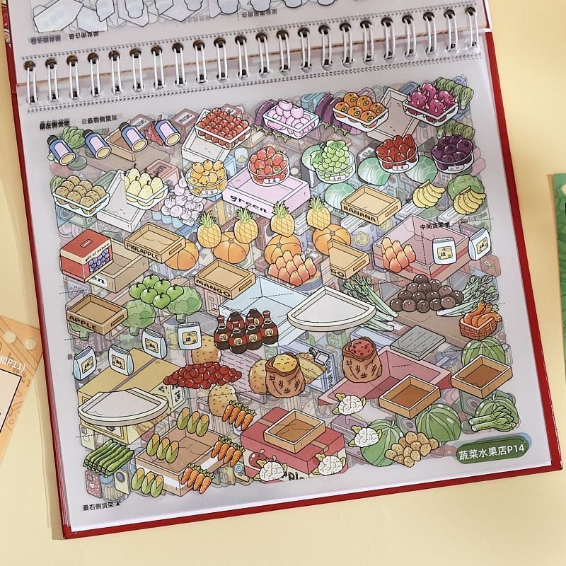 Simulation Game Style Miniature Scene Stickers Book Kids' Sticker Book Kiss-Cut PET Stickers - Image 4