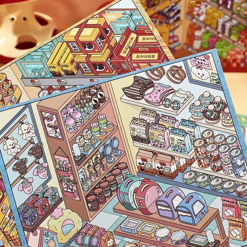 Simulation Game Style Miniature Scene Stickers Book Kids' Sticker Book Kiss-Cut PET Stickers - Image 8