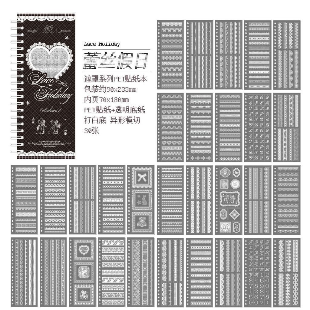 PET Lace Sticker Book Balletcore Style Decorative Stickers for Scrapbook Journal DIY - Image 10