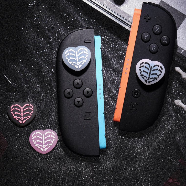 Geekshare Heart Skeleton Silicone Thumb Grip Caps For Nintendo Switch 2 Heart-shaped Decorative