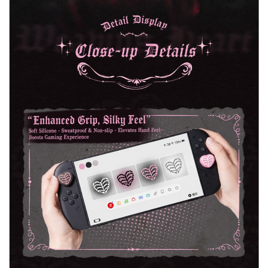 Geekshare Heart Skeleton Silicone Thumb Grip Caps For Nintendo Switch 2 Heart-shaped Decorative - Image 2