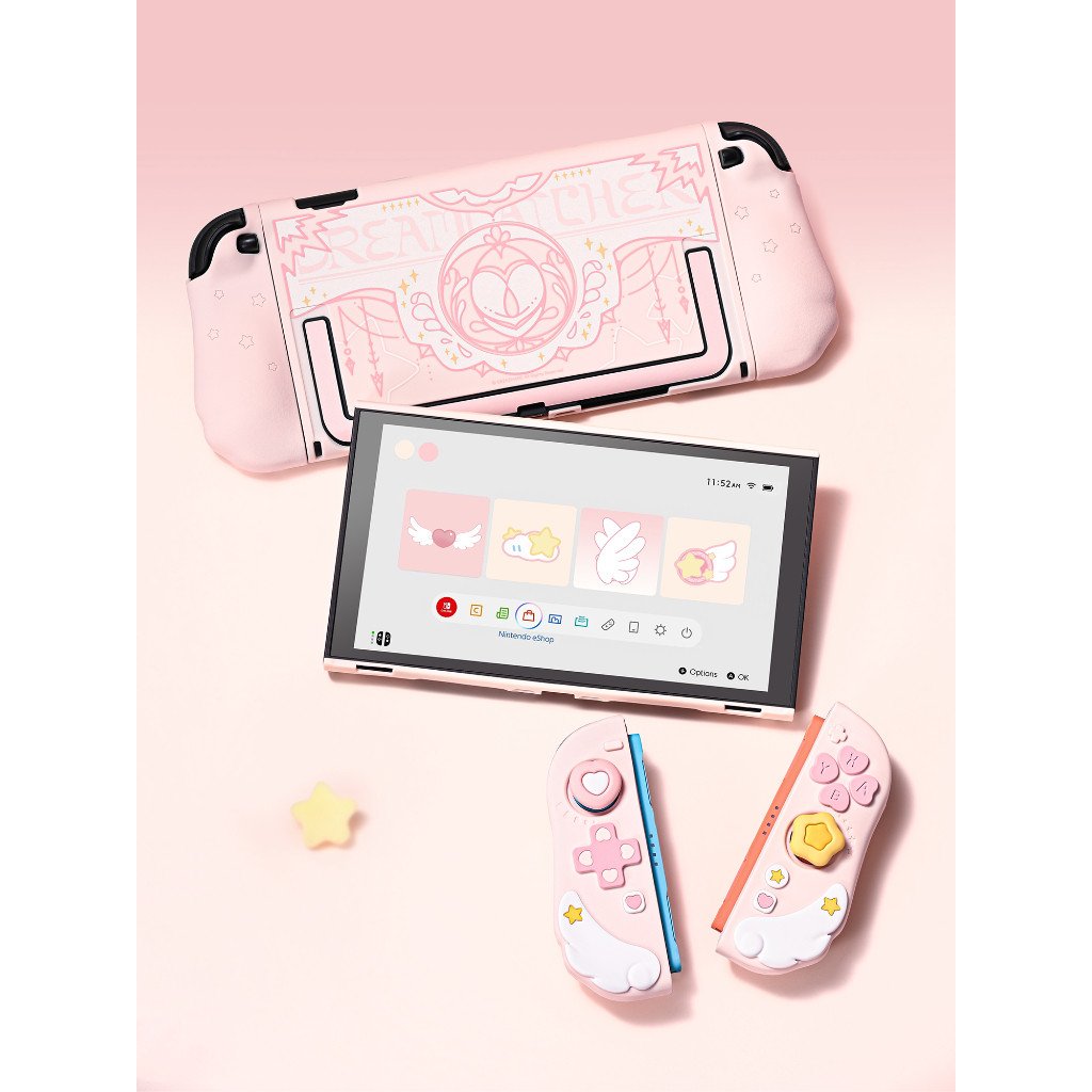 GeekShare Nintendo Switch 2 Silicone Case with Grip Cover Star Wings Story Cute Pink Design Girls - Image 2