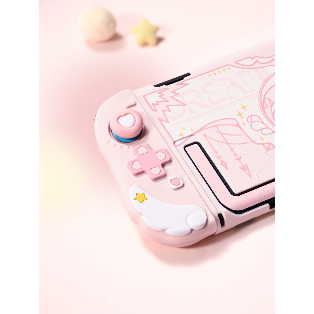 GeekShare Nintendo Switch 2 Silicone Case with Grip Cover Star Wings Story Cute Pink Design Girls - Image 3