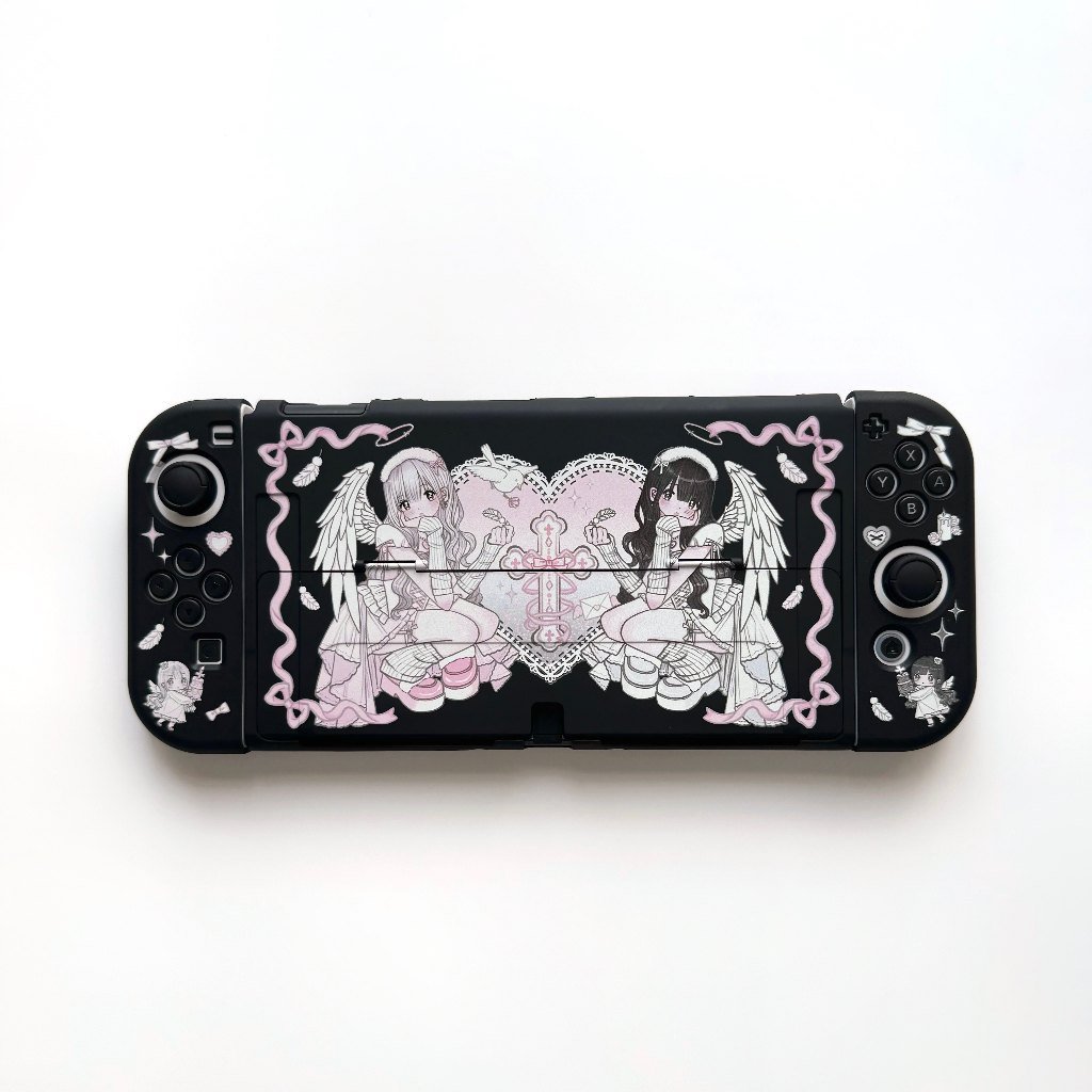 Cute Twin Angel Girl Nintendo Switch 2 CaseSoft TPU Protective Cover with Ergonomic Grip Carrying Case - Image 4