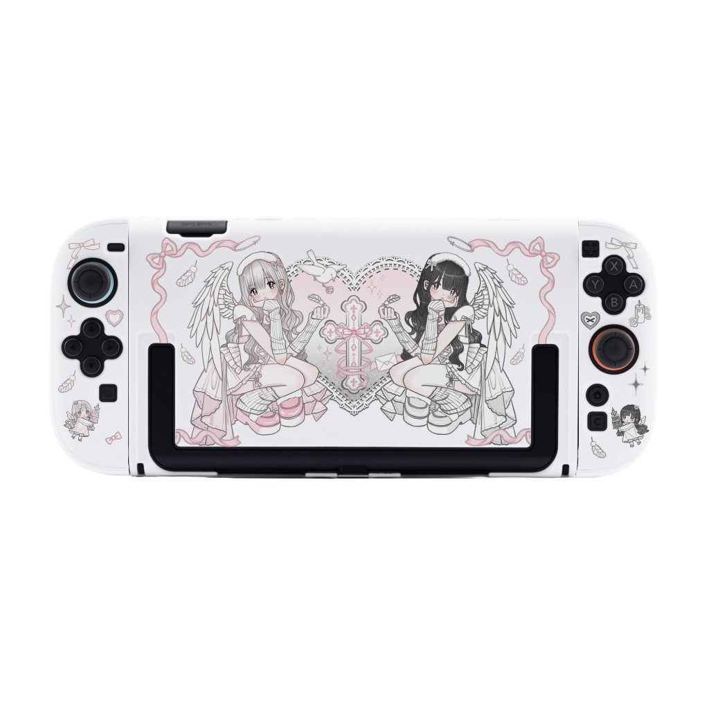 Cute Twin Angel Girl Nintendo Switch 2 CaseSoft TPU Protective Cover with Ergonomic Grip Carrying Case - Image 3