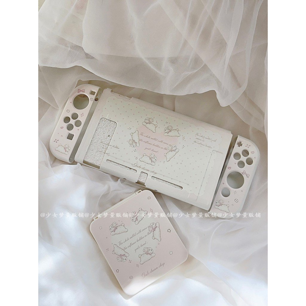 Heart Bunny Split Protective Case for Nintendo Switch OLED Hard Back Soft TPU Cover - Image 4