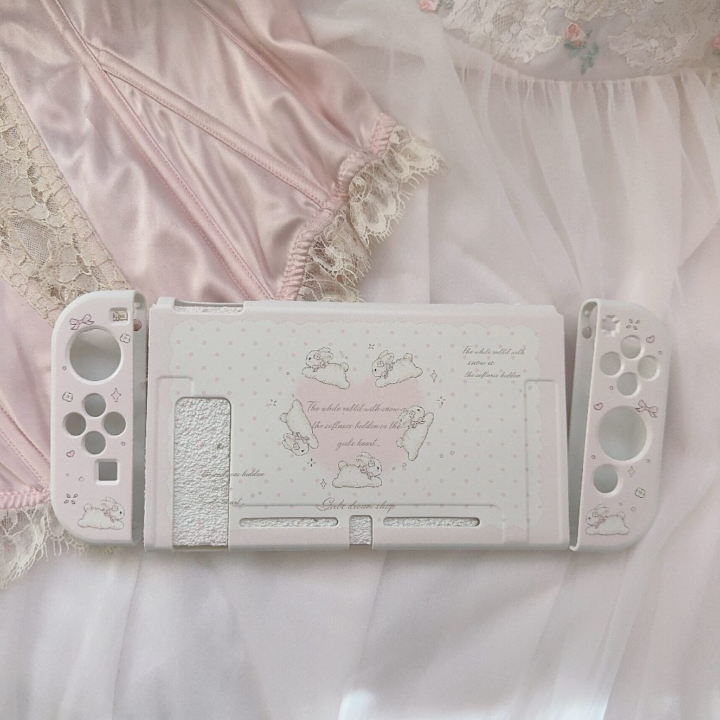 Heart Bunny Split Protective Case for Nintendo Switch OLED Hard Back Soft TPU Cover - Image 9