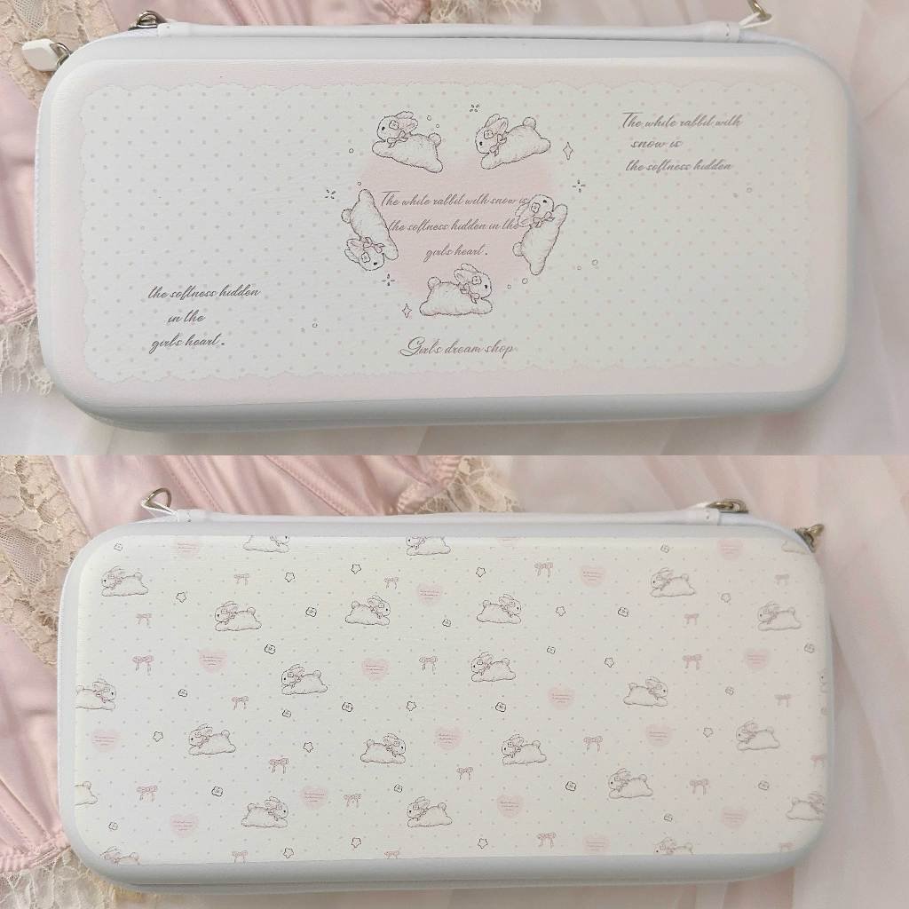 Heart Bunny Split Protective Case for Nintendo Switch OLED Hard Back Soft TPU Cover - Image 12