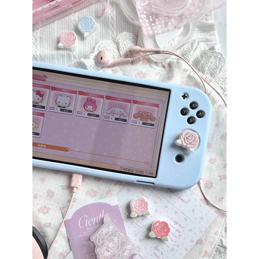Misty Rose Silicone Thumb Grips for Nintendo Switch Cute Pink Anti-Slip Joystick Caps for NS Console - Image 5
