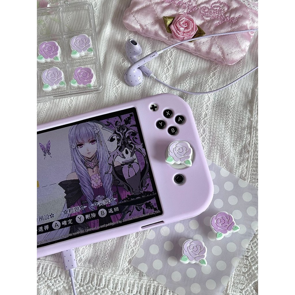 Misty Rose Silicone Thumb Grips for Nintendo Switch Cute Pink Anti-Slip Joystick Caps for NS Console - Image 2