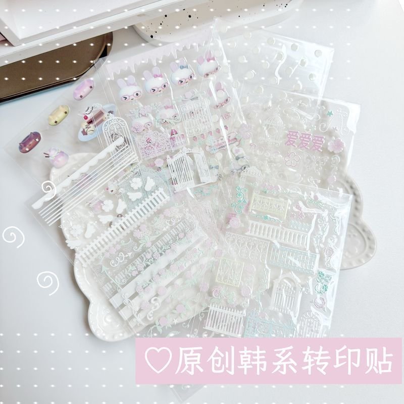 Korean-Style Rose Iron Window Transfer Stickers White Polka Dot Journal Decorative Scrapbook Decoration