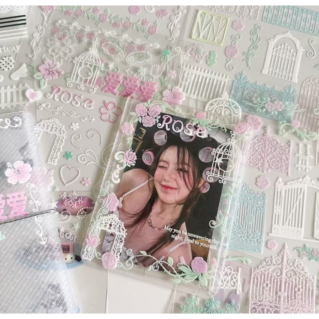 Korean-Style Rose Iron Window Transfer Stickers White Polka Dot Journal Decorative Scrapbook Decoration - Image 2
