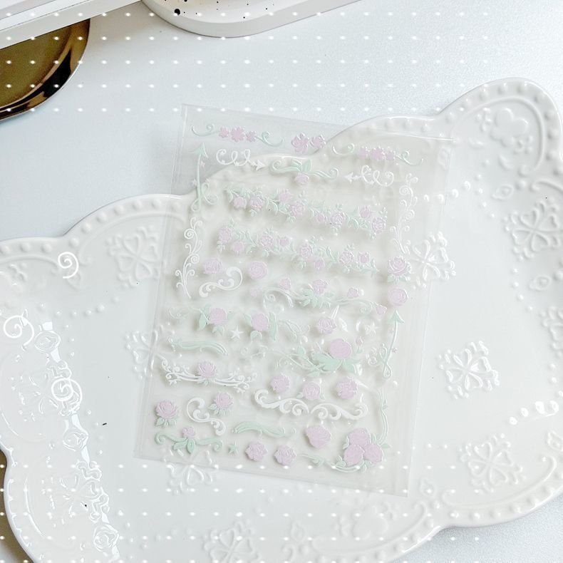 Korean-Style Rose Iron Window Transfer Stickers White Polka Dot Journal Decorative Scrapbook Decoration - Image 9