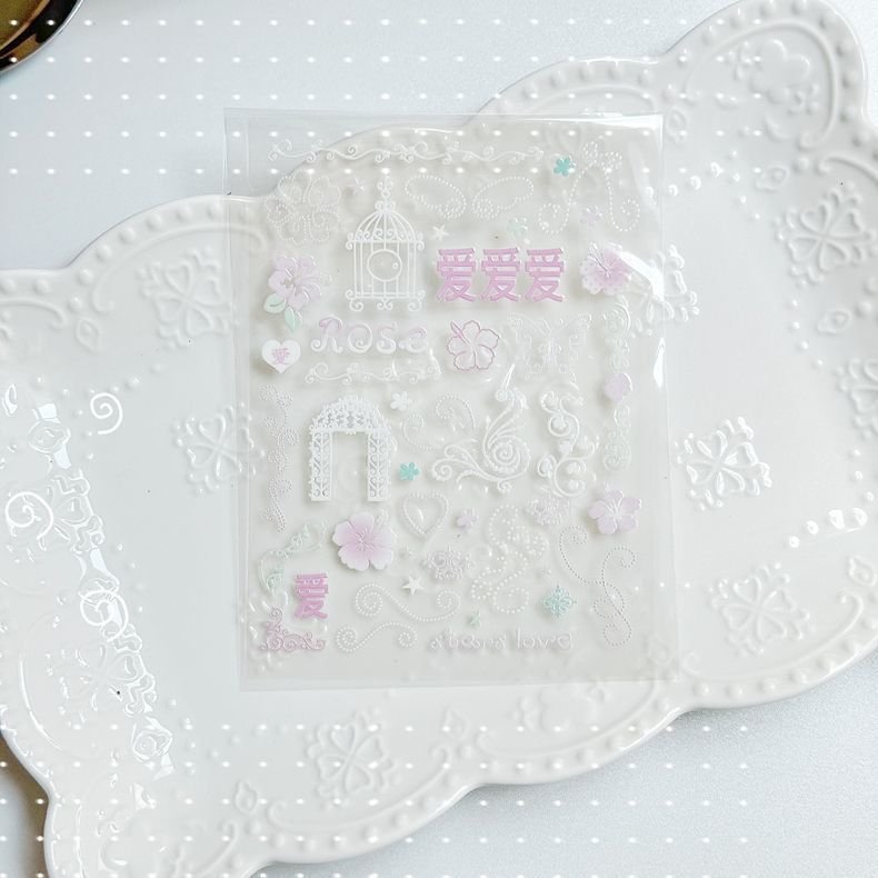 Korean-Style Rose Iron Window Transfer Stickers White Polka Dot Journal Decorative Scrapbook Decoration - Image 12