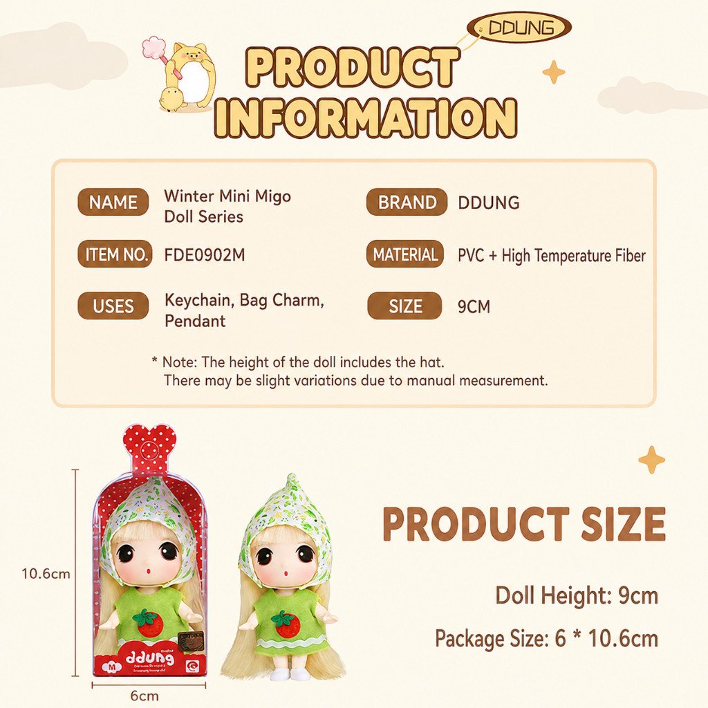 MINISO DDung Doll Confused Doll Japanese Retro Cute Plush Keychain, Birthday Gift for Girls - Image 4