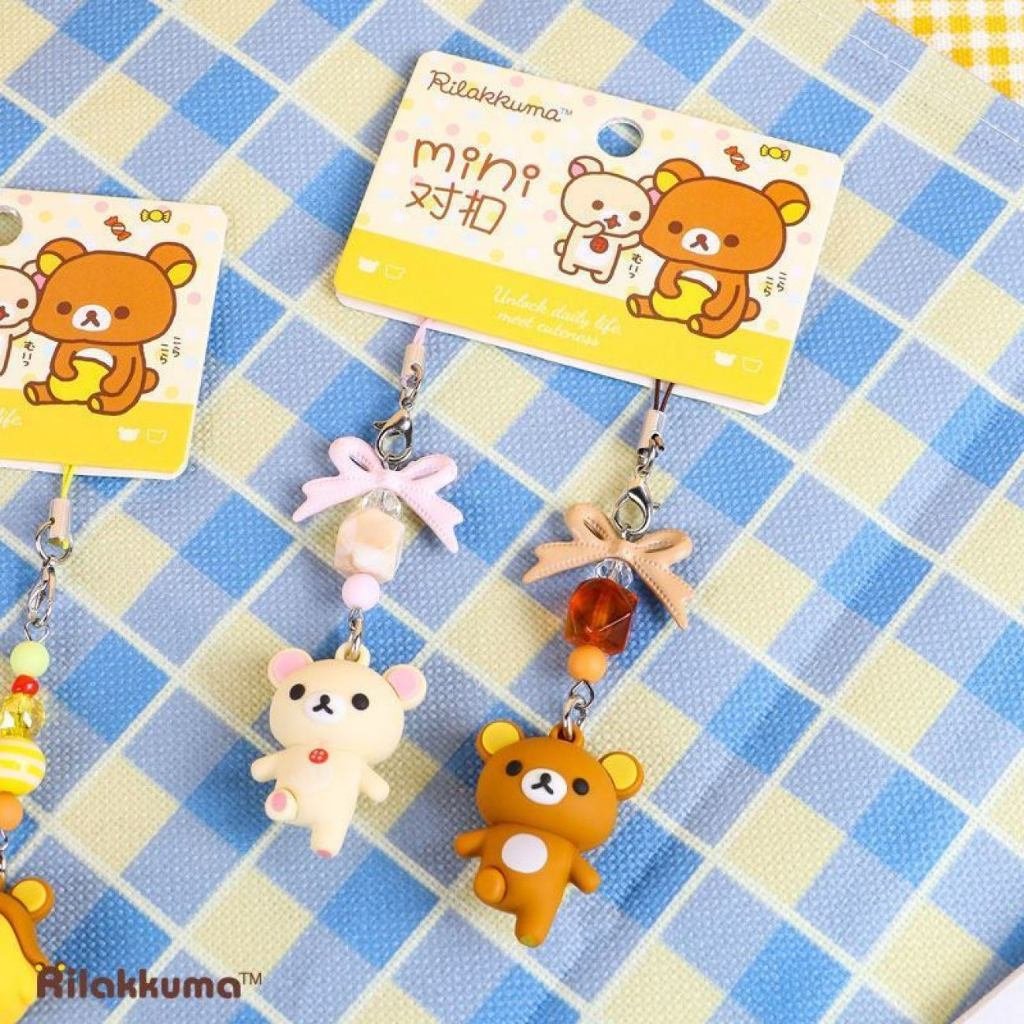 Rilakkuma Bag Charm Cute Cartoon Keychain Trendy Lock Clip Beaded Accessory - Image 5