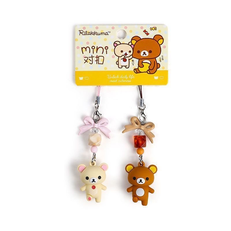 Rilakkuma Bag Charm Cute Cartoon Keychain Trendy Lock Clip Beaded Accessory - Image 6