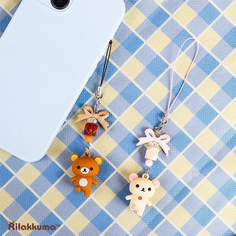 Rilakkuma Bag Charm Cute Cartoon Keychain Trendy Lock Clip Beaded Accessory