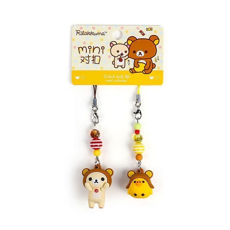 Rilakkuma Bag Charm Cute Cartoon Keychain Trendy Lock Clip Beaded Accessory - Image 7