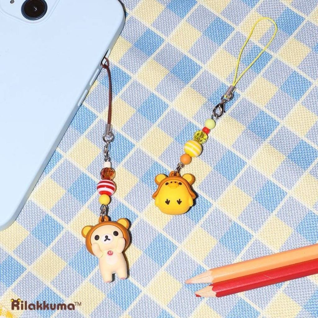 Rilakkuma Bag Charm Cute Cartoon Keychain Trendy Lock Clip Beaded Accessory - Image 4