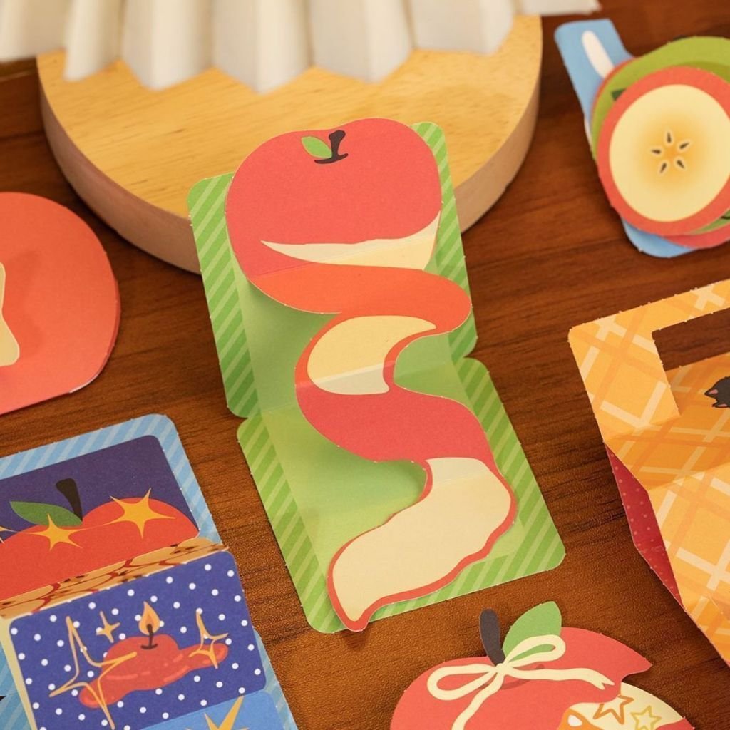 Apple DIY Paper Craft Book Interactive Mechanism Collection Vintage 3D Pop Up Book No Cutting Origami Scrapbook Decoration Creative Gift - Image 2