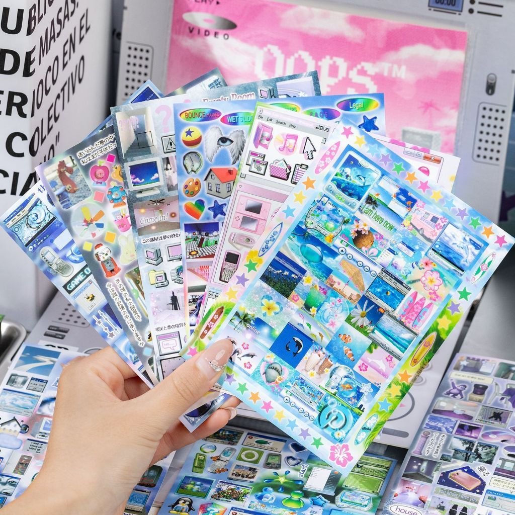 Y2K Acid Style Die Cut Sticker Book Aesthetic Scrapbook Collage Stickers Journal Decoration DIY - Image 4