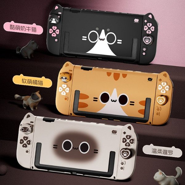 For NS2 Cat Series Protective Case Cow, Siamese & Orange Cat Silicone + PC Shockproof Cover - Image 2