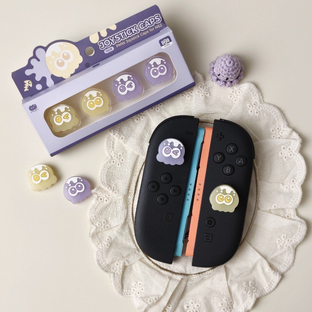 For NS2 & NS1 Splatoon Octopus Thumb Grips Transparent Joystick Caps 4pcs Anti-Slip Improved Control - Image 2