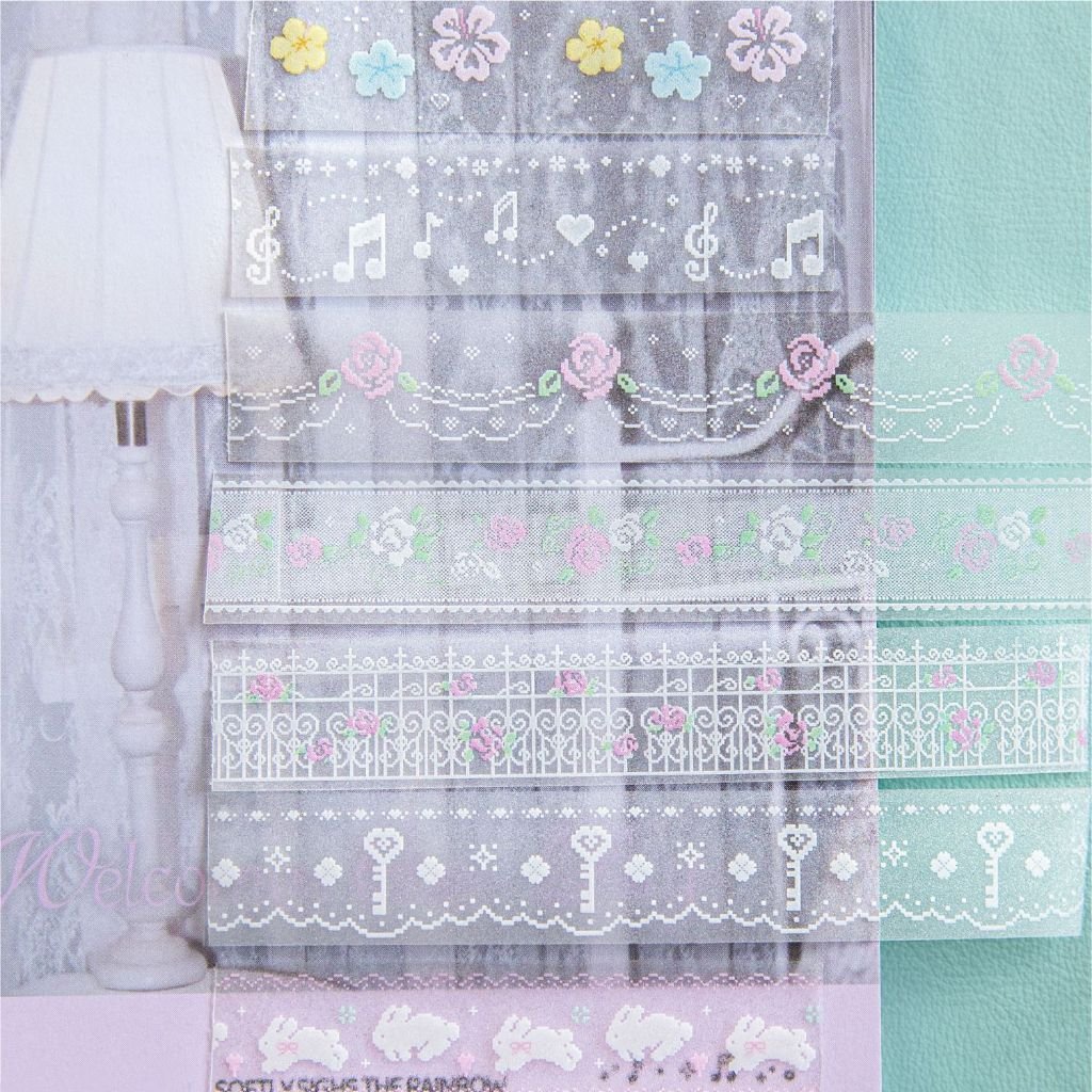 [Pixel Garden ] Sparkle PET Washi Tape Aesthetic Decorative Tape Dreamy Journal Border Sticker & Scrapbook Material