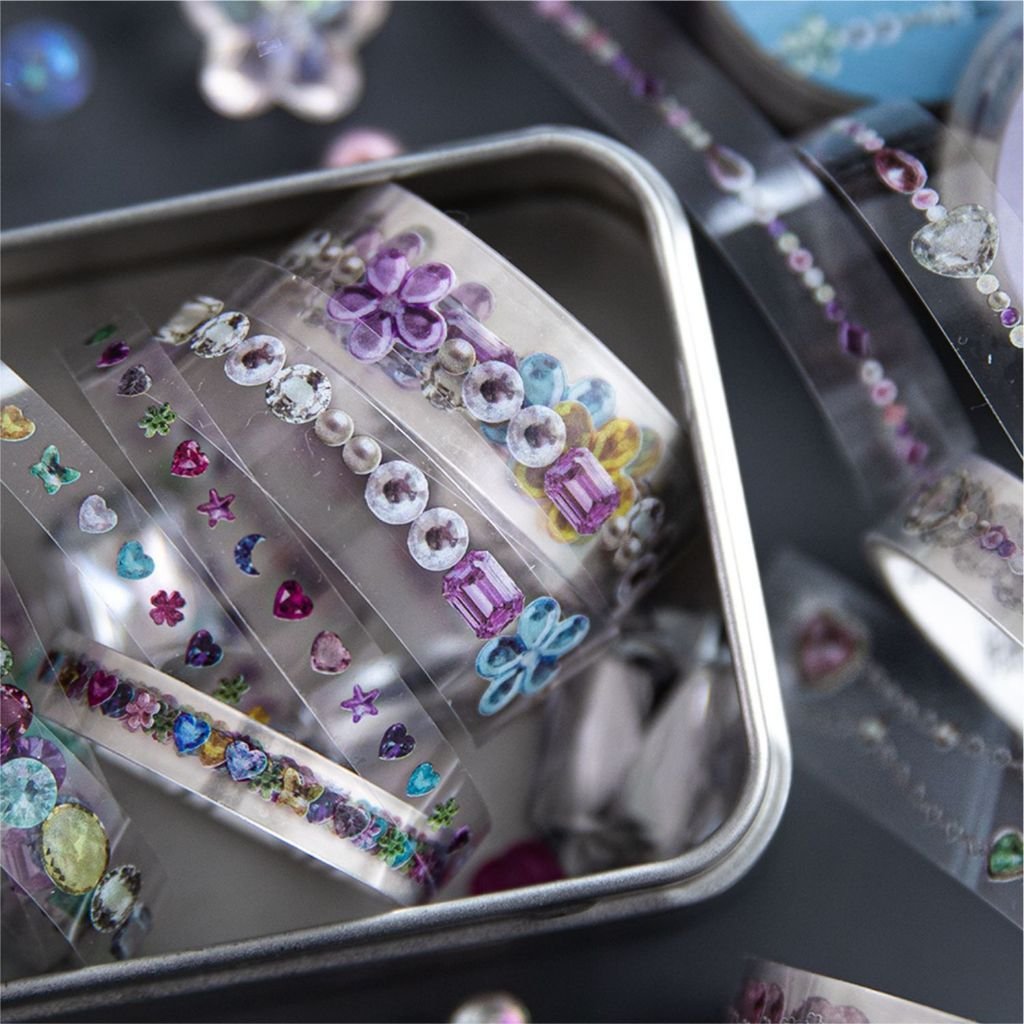 PET Pull Strip Tape Gemstone Encounter Cross-Border Style Faux Gemstone Material Journal Collage Premium Stickers - Image 5