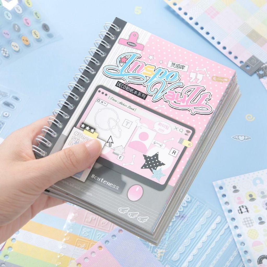 Korean Style Dual-Material Base Layer Sticker Book Plaid Numbers Multi-Element Creative Journal Decoration Stickers - Image 3