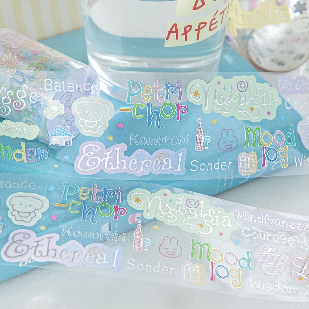 PET 3D Silver Foil Die-Cut Tape Curly Letter Elements Cartoon Theme Creative Decorative Stickers - Image 3