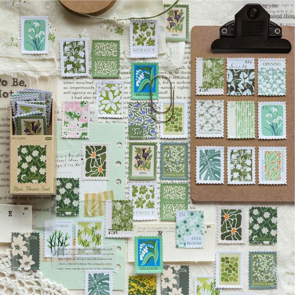 Coated Paper Embossed Matchbox Stamp Stickers Flower Post Office Series Vintage Floral Theme Decoration - Image 4