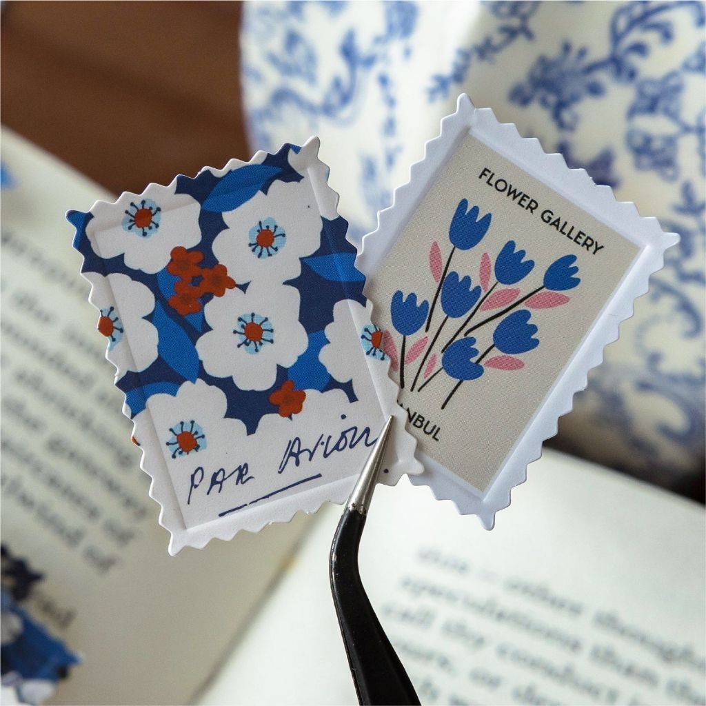 Coated Paper Embossed Matchbox Stamp Stickers Flower Post Office Series Vintage Floral Theme Decoration - Image 8