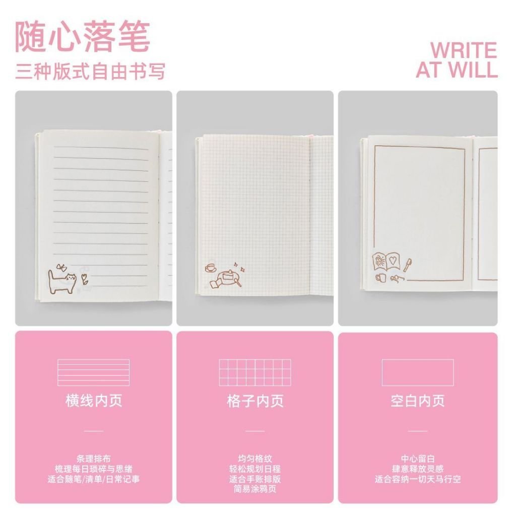 A6 Embroidered Fabric Notebook 3-in-1 Inner Pages Journal Diary Cute Minimalist Lined Blank Notebook - Image 4