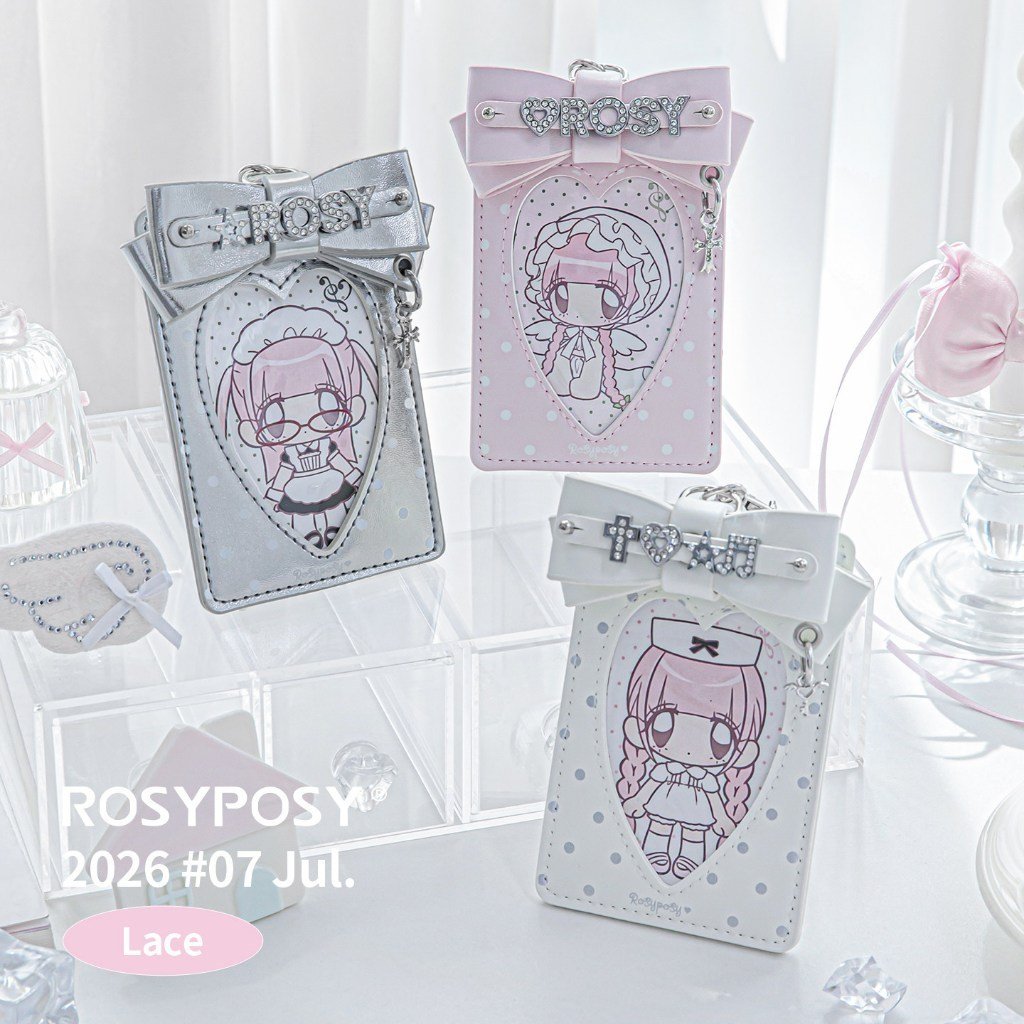 Leather Card Holder ID Card Sleeve K-Style INS Aesthetic Photocard Holder Letter Rhinestone Bow Student Card Case Bag Charm