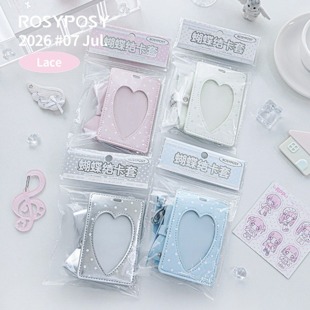 Leather Card Holder ID Card Sleeve K-Style INS Aesthetic Photocard Holder Letter Rhinestone Bow Student Card Case Bag Charm - Image 4