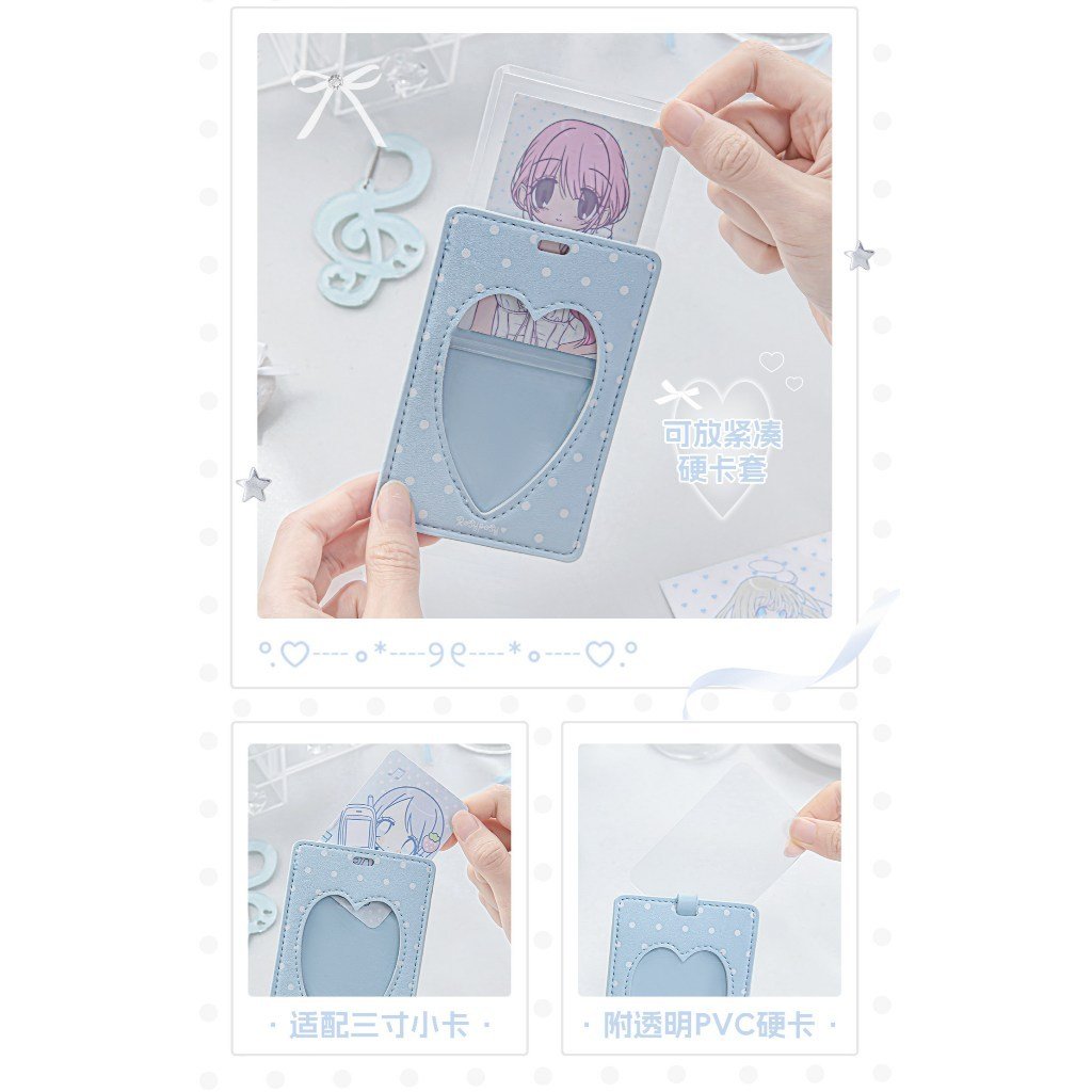 Leather Card Holder ID Card Sleeve K-Style INS Aesthetic Photocard Holder Letter Rhinestone Bow Student Card Case Bag Charm - Image 8