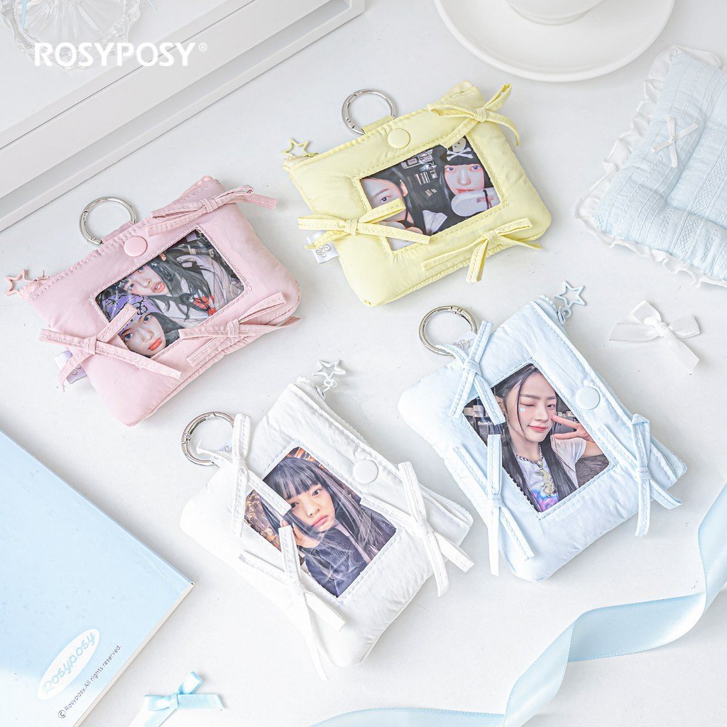 2-in-1 Card Holder Coin Purse Ballet Bow Padded Photocard Holder INS Aesthetic ID Card Case Student Card Holder Photo Storage Bag Charm